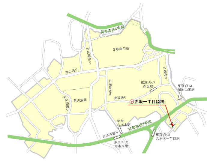 赤坂地区道路橋地図