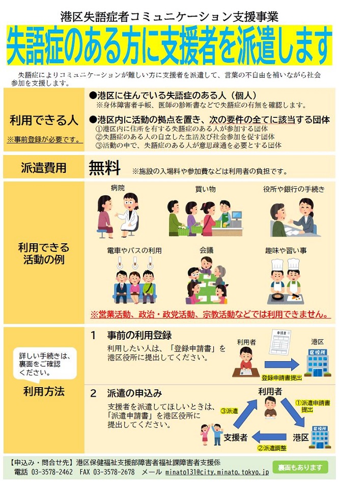 港区失語症者コミュニケーション支援事業チラシ