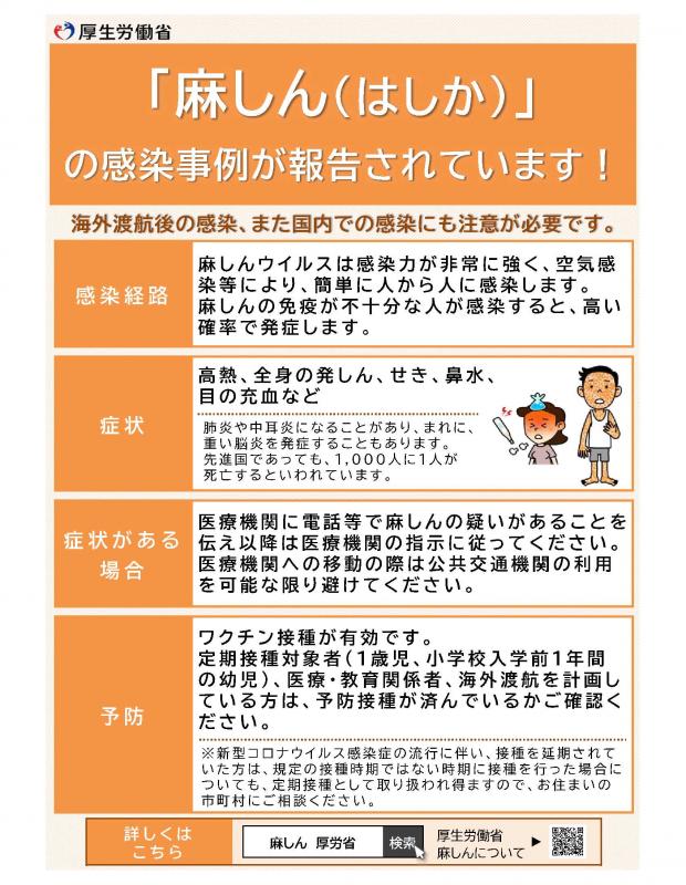 麻しん増加中チラシ
