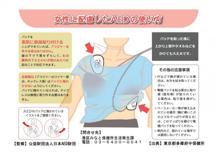 女性に配慮したAEDの使用方法