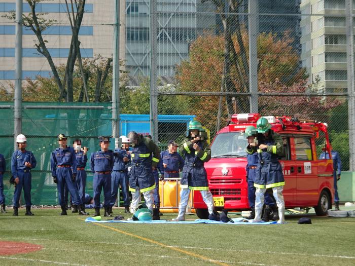 デモンストレーション(消防団ポンプ車)