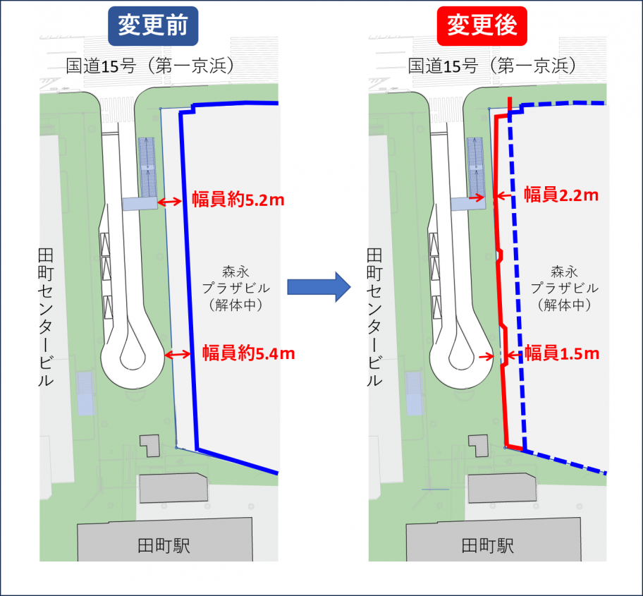 田町駅西口仮囲い変更図