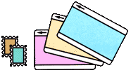 画像：書き損じはがきと使用済切手のイラスト