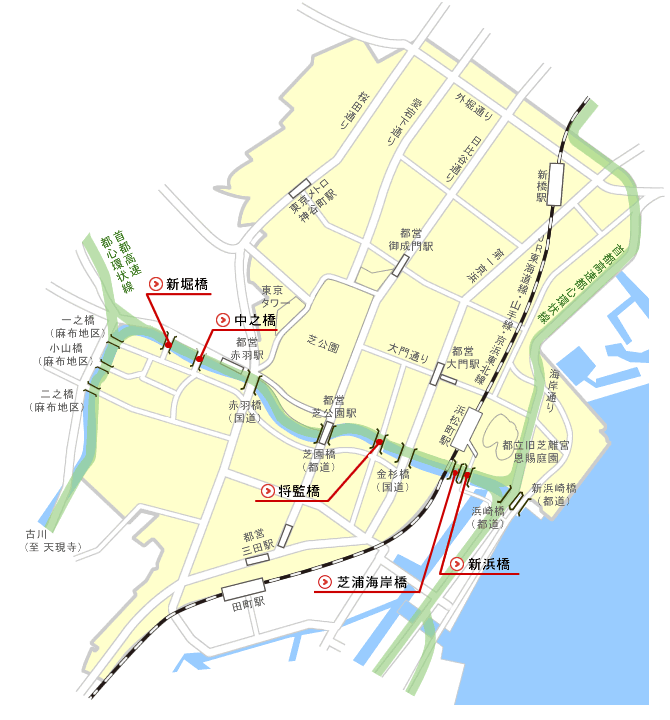 芝地区道路橋地図