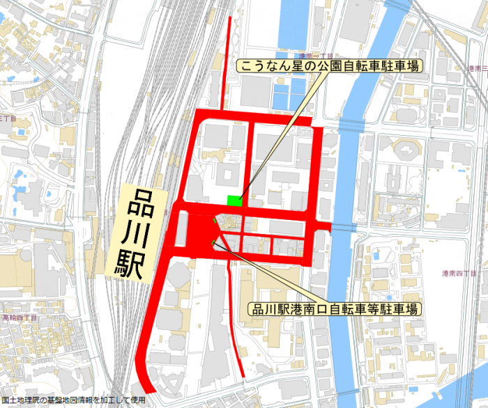 品川駅港南口放置禁止区域