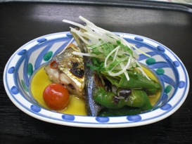写真：アジと野菜の梅南蛮漬け