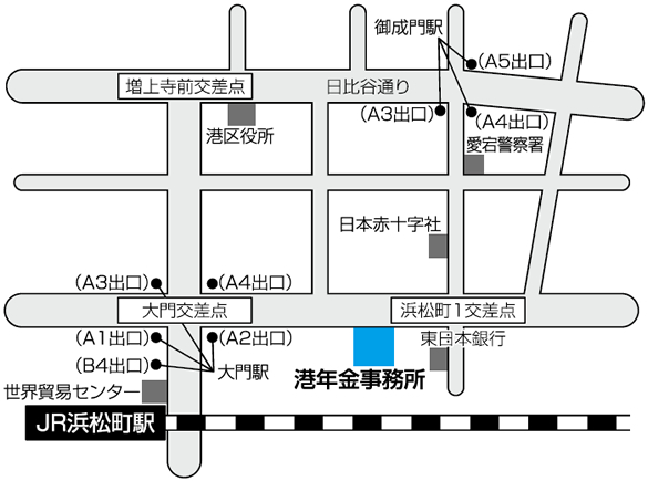 港年金事務所の案内図