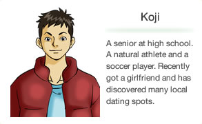 Koji A senior at high school. A natural athlete and a soccer player. Recently got a girlfriend and has discovered many local dating spots.