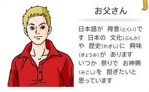 お父さん 日本語が 得意です 日本の 文化や 歴史に 興味が あります いつか 祭りで お神輿を 担ぎたいと思っています