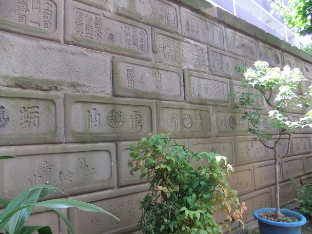 植木鉢の並ぶ壁